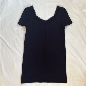 Sézane Black Lace Trim Dress Lined Sz 36